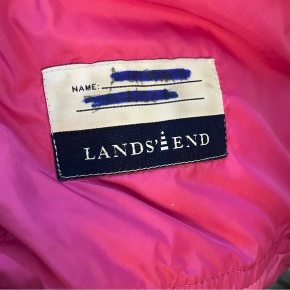 Lands End Girls Pink Goose Down Puffer Jacket Long Parka Winter Coat Size L (14) - Picture 10 of 11